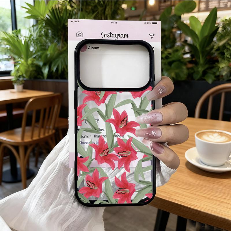 Pink Purple Lily Flower Phone Case For iPhone 17 Pro Max 17Pro 17 17Air Cute Floral Pattern Shockproof Clear Hard Cover Fundas
