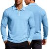 Men S Long Sleeve Waffle Knit Polo Shirt Casual Vacation Style