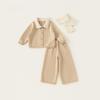 Childrens Striped Knit Threepiece Set With Long Sleeve Pants For Toddler Girls