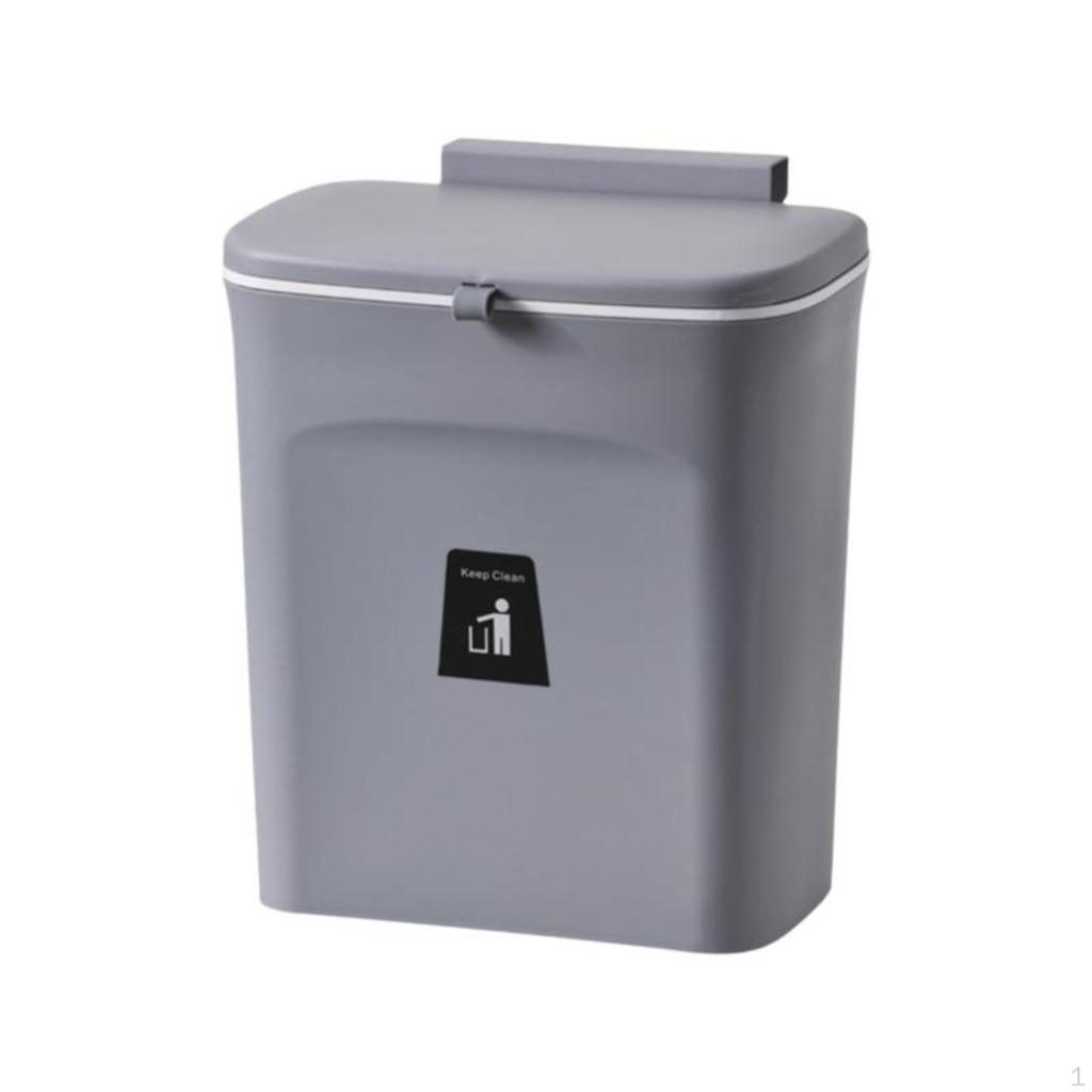 Hanging Trash Can for Kitchen, Flip Lid, Removable White 9L