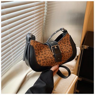 Contrast Color Leopard Print Small Women's Bag New Fashion Texture Shoulder Messenger Bag