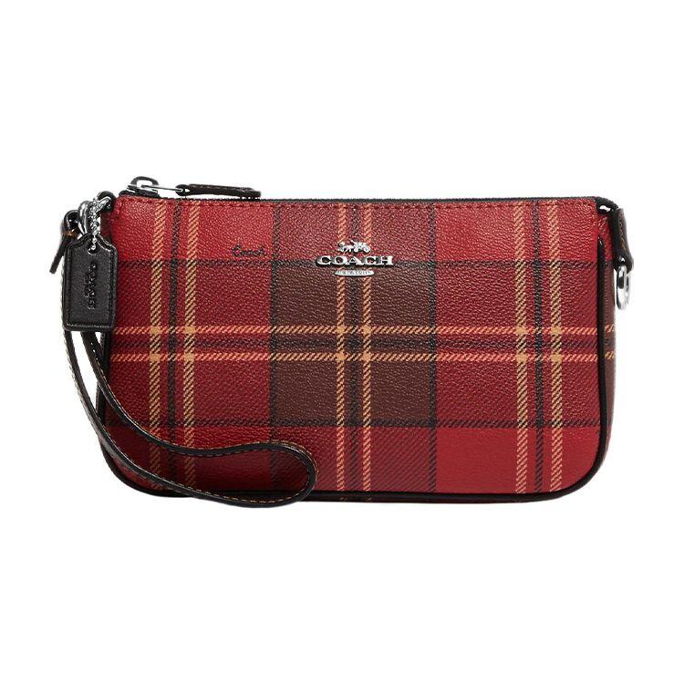 

Coach Nolita 19 Zipper Closure Plaid Pattern Print Coated Canvas Synthetic Leather With Smooth Leather Handbag Small Women handbag Red CC809-SVPM0 Basic Set (Bag+Dust Bag)