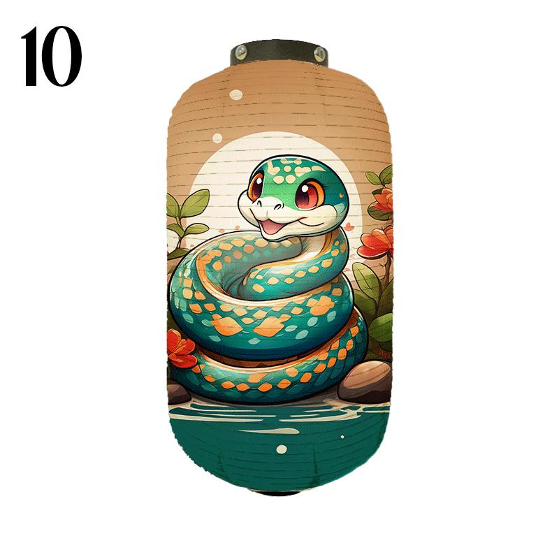 Japanese Style Cloth Lantern New Year Festival Mascots Zodiac Snake Printed Lantern Sushi Shop Bistro Restaurant Decor Ornaments