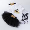 Baby Girl's 1st Birthday 4-Piece Outfit: Lettered Tee, Princess Skirt & Socks