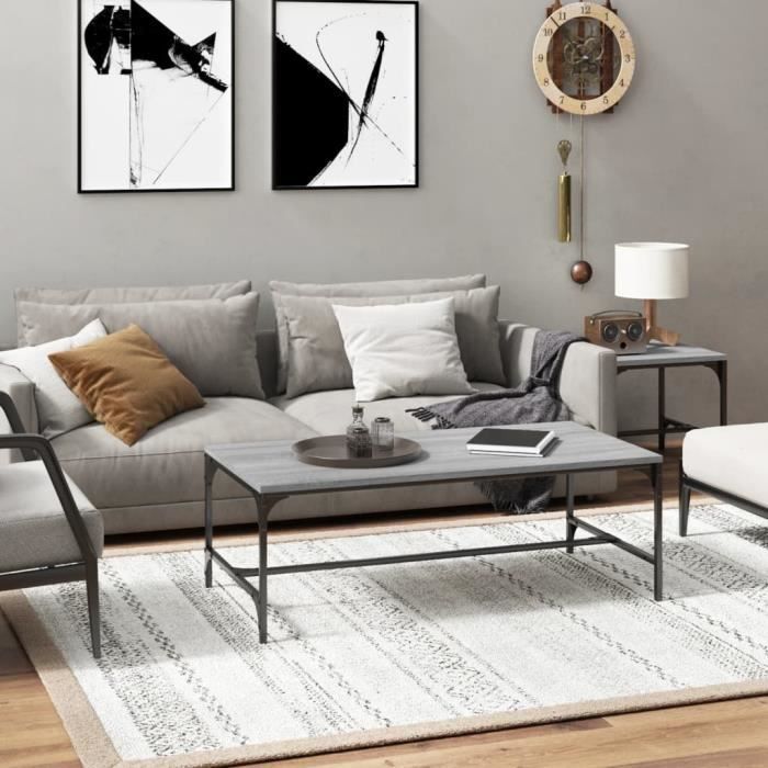 819390 vidaXL Table basse Sonoma gris 100x50x35 cm Bois d'ingénierie