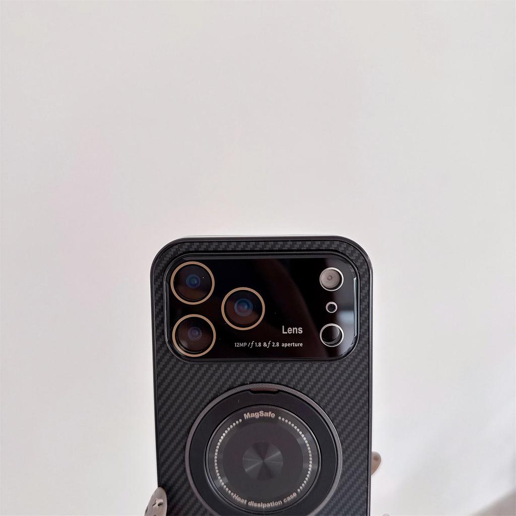 iPhone 17 Pro Max Carbon Fiber Magnetic Case with Large Window - Compatible with iPhone 16/17 Pro.
