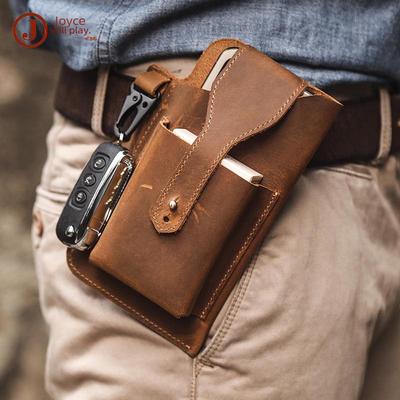 Herren 2024 Retro Echtleder Handy-Bauchtasche - Crazy Horse Leder Taktisches Sportdesign