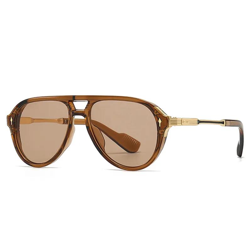 SHAUNA Retro Double Bridges Pilot Ανδρικά γυαλιά ηλίου Μόδα Αποχρώσεις UV400 Trending Rivets Γυναικεία πολυτελή γυαλιά ηλίου