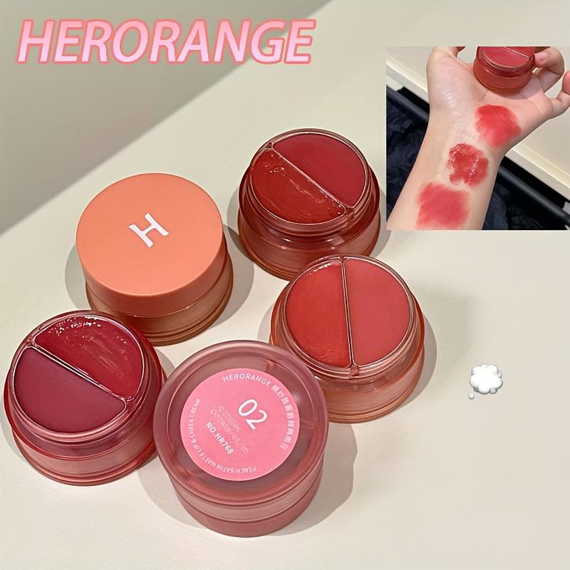 HERORANGE Balsamo Labbra e Guance Bicolore, Effetti Opachi e Lucidi, Super Pigmentato, Idratante, A Lunga Tenuta, Non Macchia, Non Appiccicoso, Può Essere Usato