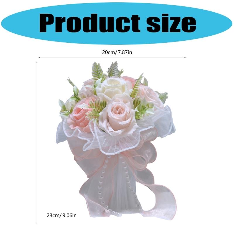 Realistic Pearls Decors Bridal Hand Bouquet Silk Flower Arrangement for Wedding Anniversaries and Formal Occasion