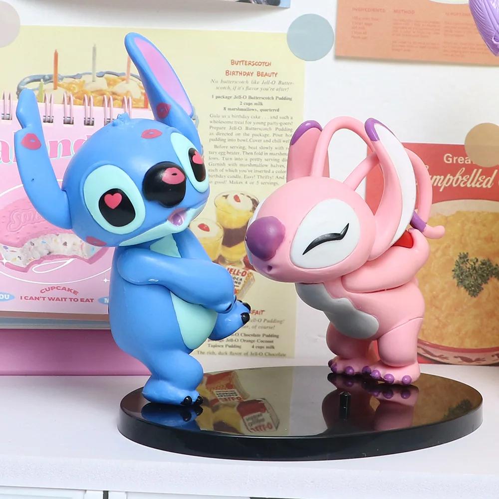 Anime Stitch Lovers Model Doll Angel Kissing Stitch Statue Desktop Display Figurines Ornaments Valentine'S Day Girlfriend Gifts