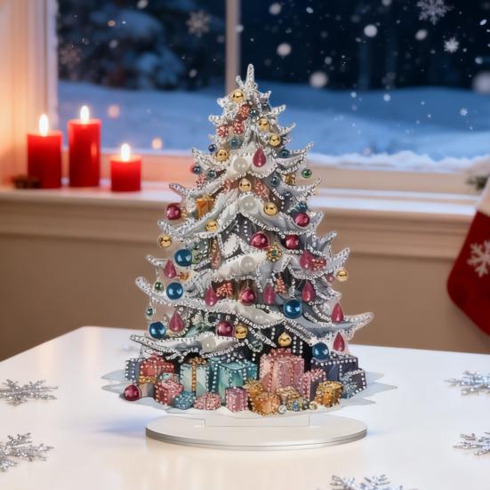 Christmas Tree Ornaments Acrylic Rhinestone Art Painting Table Decor Relaxing Xmas Crafts Unique Festive Holiday Gifts
