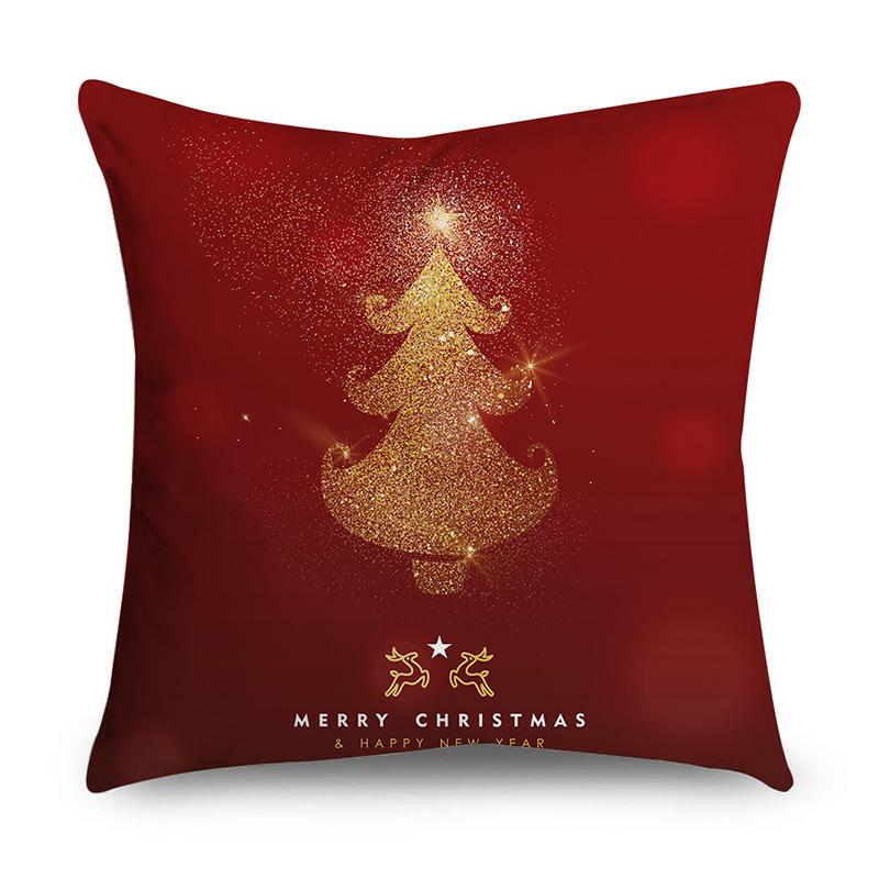 Christmas Decorative Polyester Cushion Cover For Home Tree Gifts Printed Pillow Cover Pillow Case Home Decor Xmas Decoration