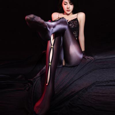 Sexy Women Sheer See Through Pencil Pants Oil Shiny Shaping Tights Elastic Leotard Open Crotch Pack Hip Leggings Hollow Out