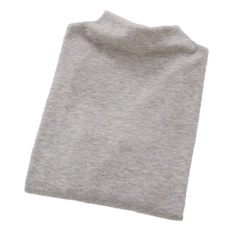 Women's Fleece-Lined Warm Slim-Fit Half-High Neck Base Layer Top, Long-Sleeved, Solid Color, Versatile for Autumn/Winter.
