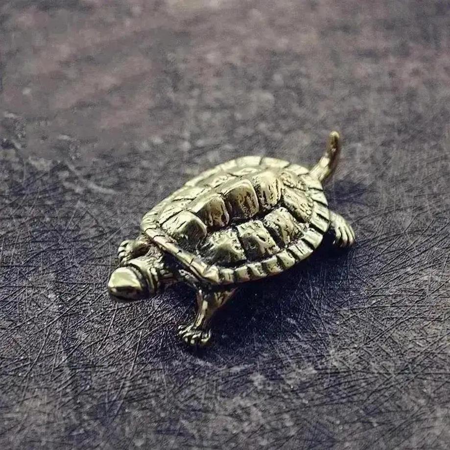Vintage Mässing Krokodiler Sköldpaddor Ornament Hem Sköldpadda Nyckelring Hängen Te Husdjur Ornament Sköldpadda Hantverk Figurer Grossist