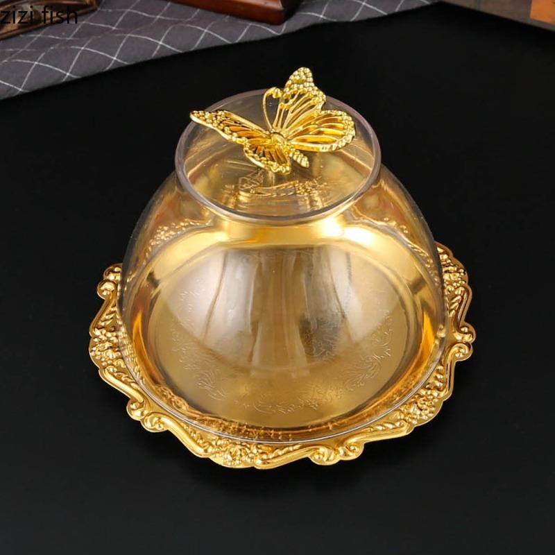 Metal Plate Acrylic Cover Cake Stand Pastry Plate Dessert Plate Dim Sum Dish Fruit Bowl Bread Plates Display Tray Snack Plates