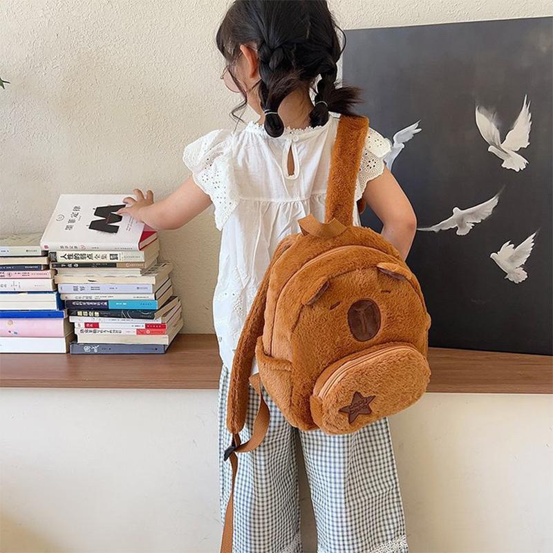 1PC Kawaii Capybara Plush Backpack For Women Versatile Cartoon Funny Capibala Crossbody Bag Large Capacity Mountaineering Bag