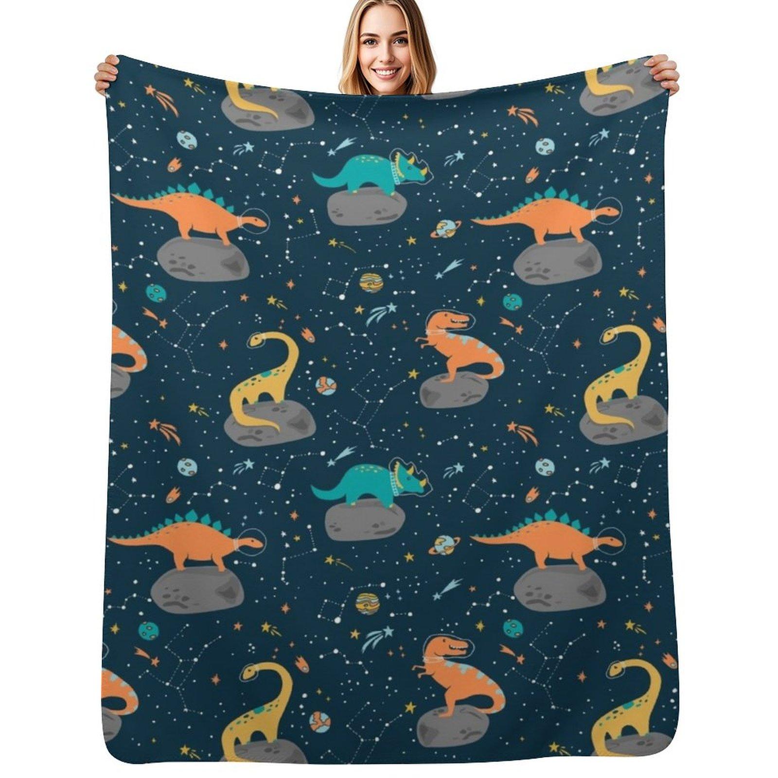 

Dinosaurs Floating on an Asteroid Throw Blanket Luxurious Soft Fuzzy Blanket for Sofa Bed 75x100cm