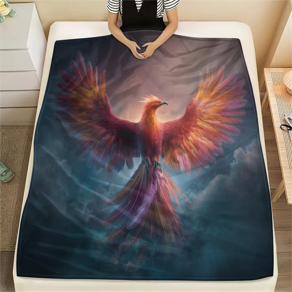 

Soaring Phoenix Print Flannel Blanket, High quality Comfortable for All Seasons, Home Decor, Warmth and Comfort 80cm x 120cm