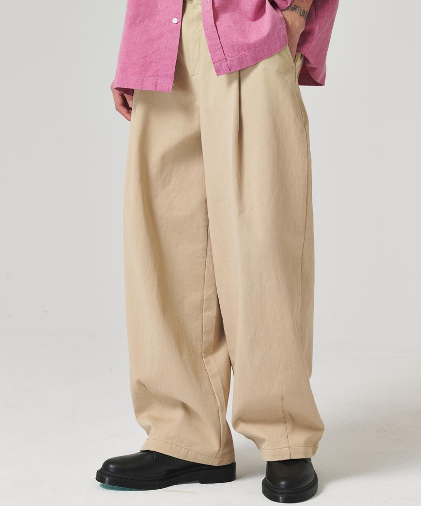 GOSTREET Wide Dart Pants Beige