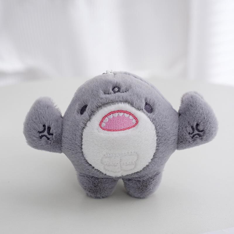 Cute Muscle Shark Plush Toy Pendant Cartoon Stuffed Animal Shark Plush Doll Fish Keychain Gift Doll For Kids Girl 12cm серый