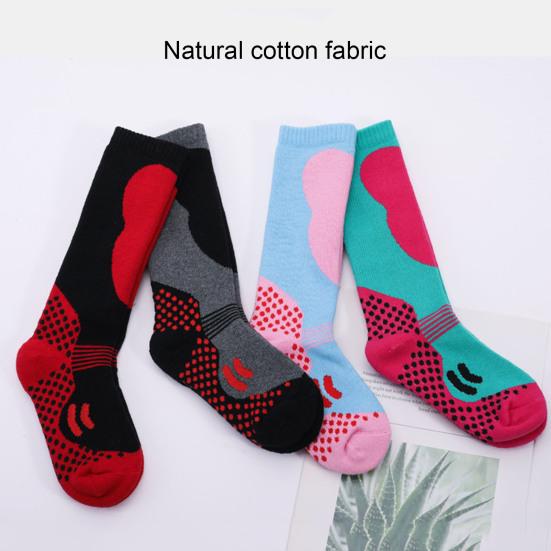 1 Pair Children Winter Ski Socks Long-Tube Thermal Thickened Cotton Socks Sweat Absorption Comfortable Outdoor for Boys Girls Winter