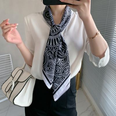 Luxury 90x90cm Silk Scarf Women Popular Print Hair Neck Square Scarf Lady Shawl Bandanna Muffler Wrap Hijab Foulard Handkerchief