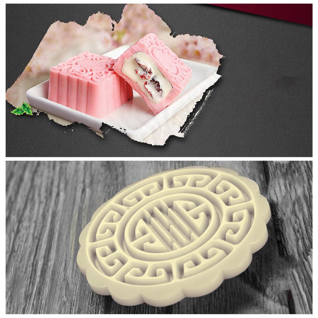 100g Plastic Material Mooncake Moulds Mooncake Stamp Flower Shaped DIY Mooncake Tool for MidAutumn Festival