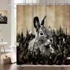 Happy Easter Bunny Shower Curtain Funny Rabbits Pink and Blue Eggs Bath Curtain Polyester Fabric Waterproof Bathroom Curtain Set