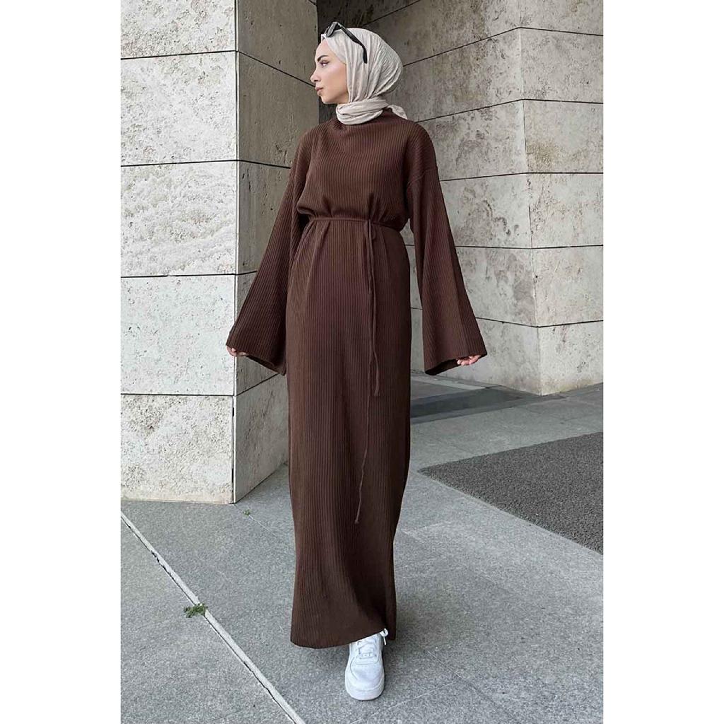 10numberamoda Women's Bat Sleeve Long Knit Dress Claret Red