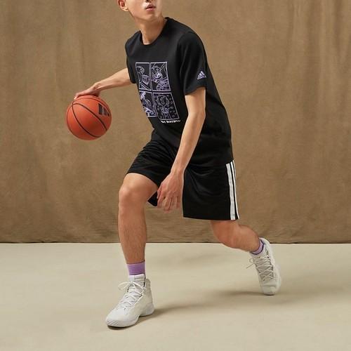 adidas Cartoon Print Basketball Pullover Short-Sleeve T-Shirt for Men, Black