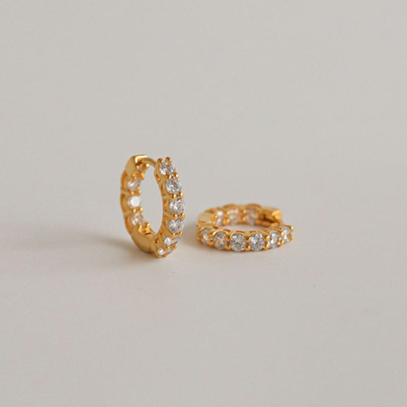 modernlike 14k gold-filled silver cubic trap one-touch earrings