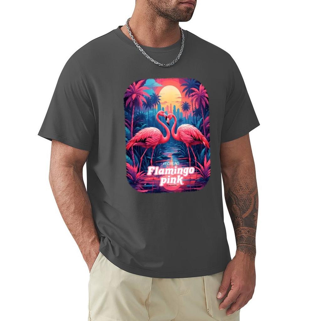 Flamingo Pink T-Shirt Graphic Tee Shirt Funnys Men Clothes