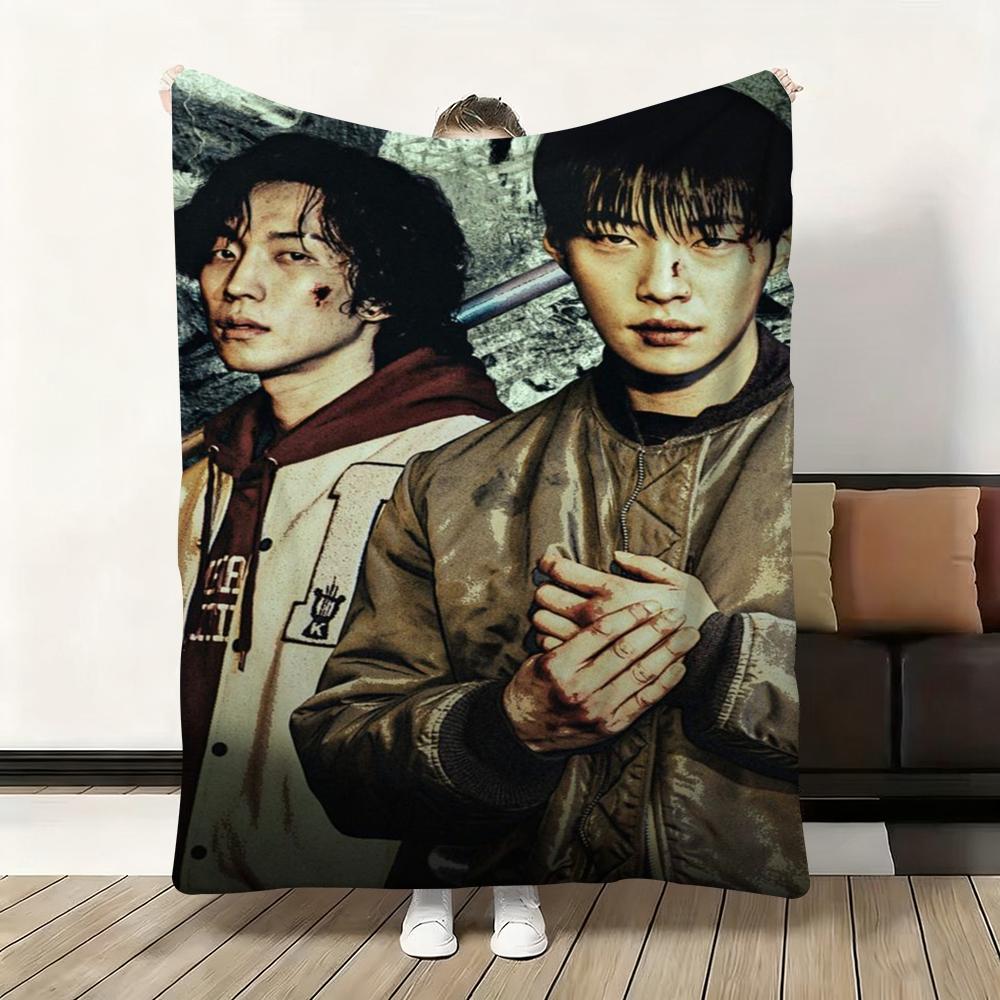 

B-Bloodhounds Movie Kdrama Throw Thick Flannel Blanket Lightweight Warm Cozy Skin-Friendly Throw for Sofa Bed Office Winter Use 75x90cm