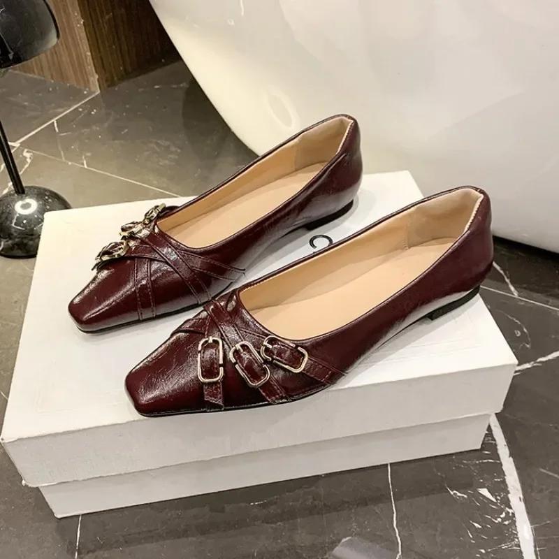 Fashion French Style High-End Feel Cross Strap Mary Jane Flats Women's Shoes 2025 Spring New Style Versatile Bean Shoes For Adults