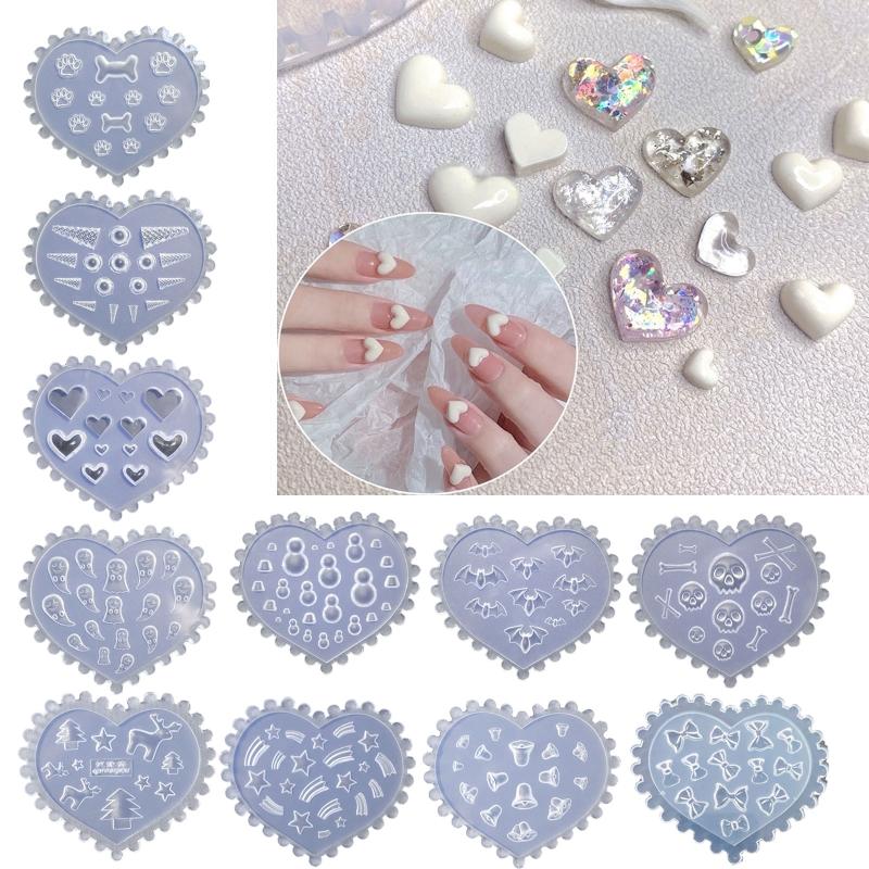 Mini Nail Art Silicone Mold Flower Bone Skull Resin Mold Jewelry Tool 3D Nail Art Mold Nail Art Decorative Mold for Girl