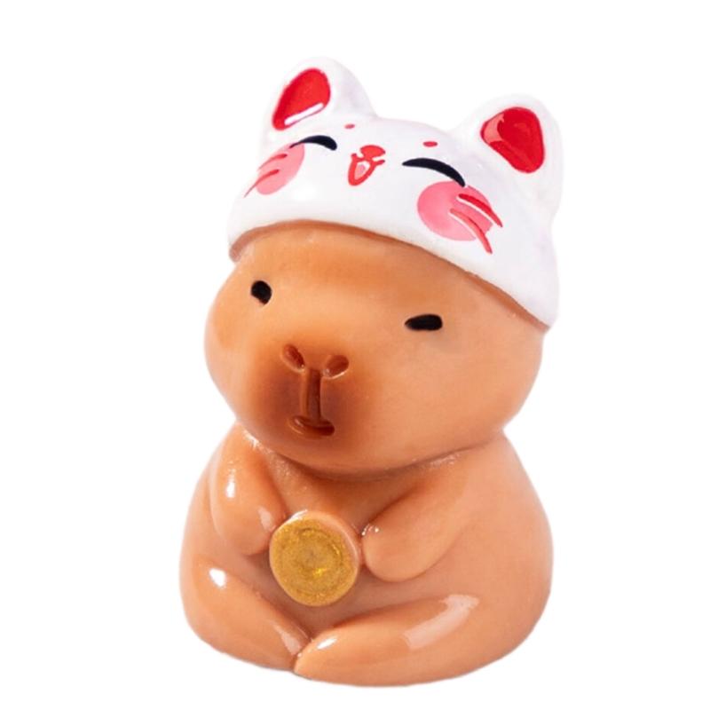Miniature Capybara Figurines Set of 7 Tiny Resins Animals Statues for New Year or Birthday Decoration Attracting Wealth