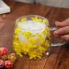 200ml Double Wall Coffee Mug with Handles Transparent Flowers Clear Milk Cups Fill Artificial Simulation Drinkware Glass for Bar