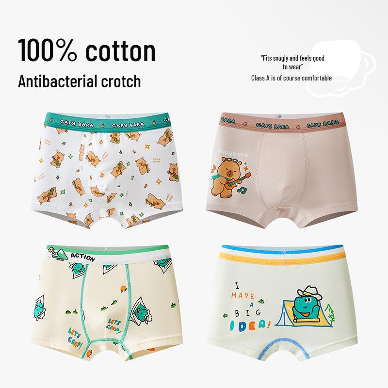 Boys' A-Class Pure Cotton Boxer Briefs - No Wedgies, Medium & Large Sizes for Growing Kids