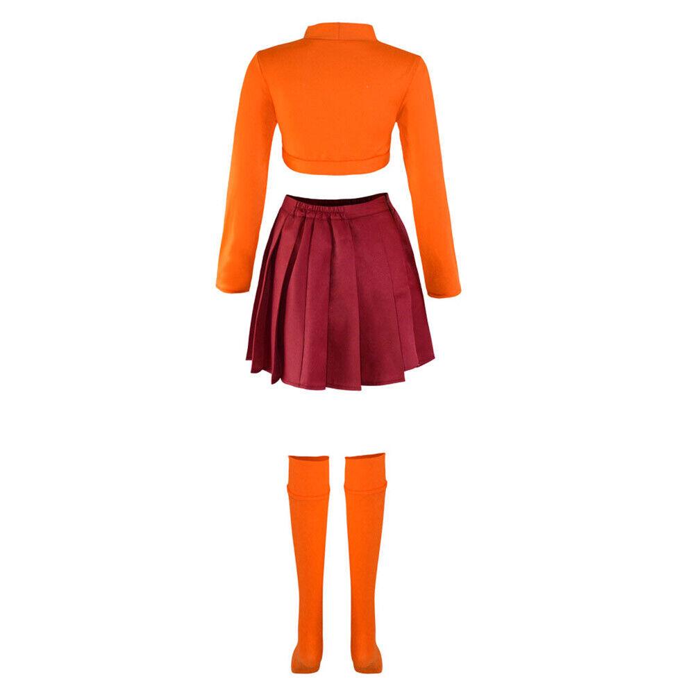Scooby-Doo Velma Cosplay Costume: Halloween Party with Puff Sleeves