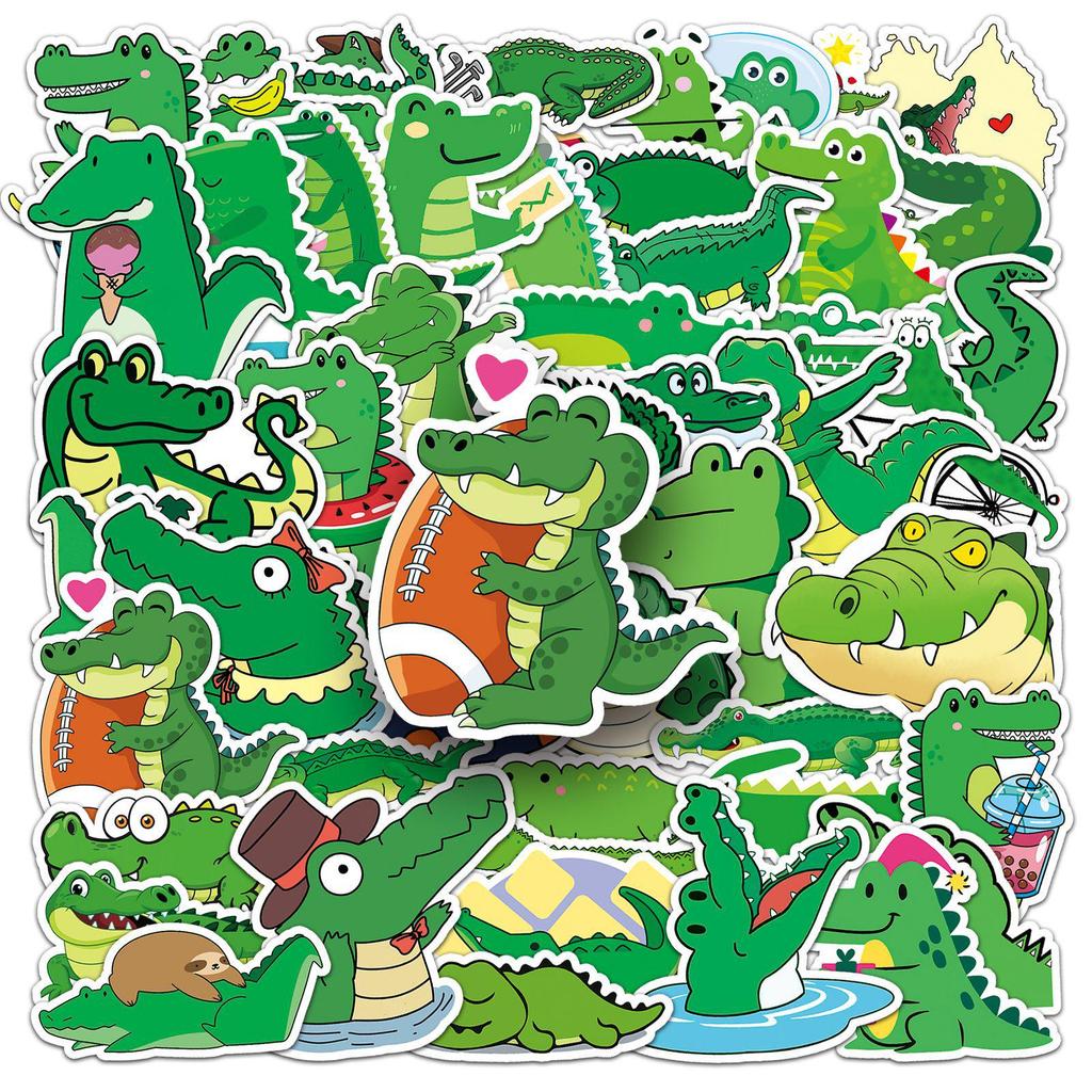 50 Crocodile Graffiti Cartoon Animal Stickers for Kids' DIY Phone Cases & Suitcases - Waterproof