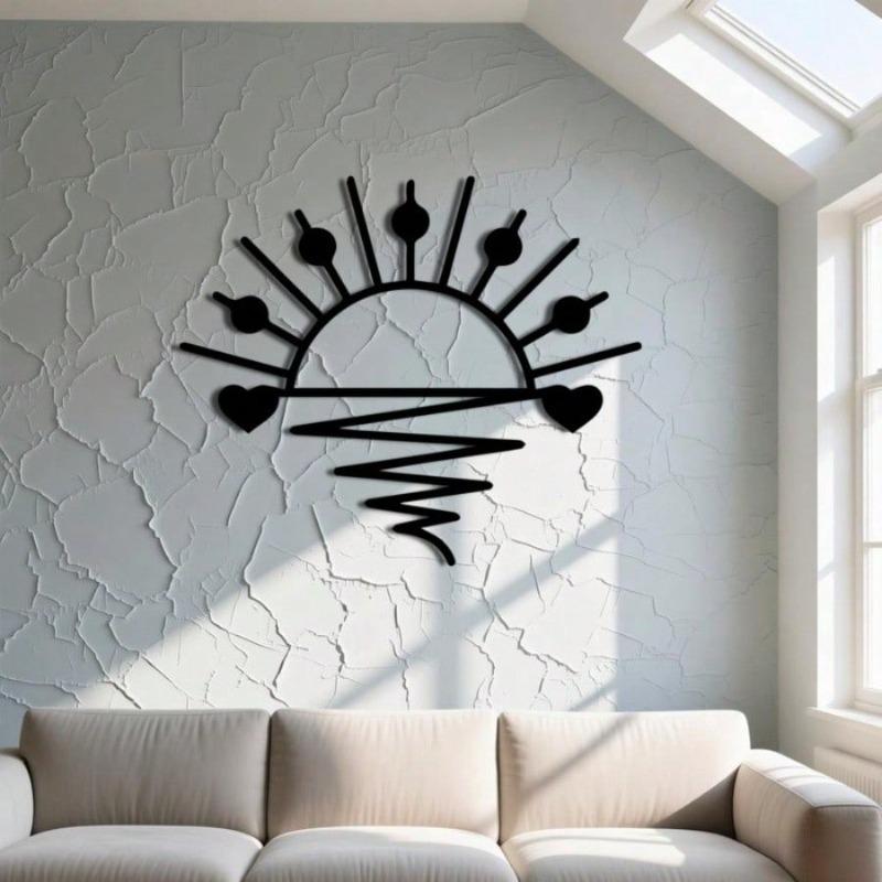 Modern Metal Wall Decor Iron Sunburst Design Easy Hang Adhesive Strips Housewarming Christmas Gift