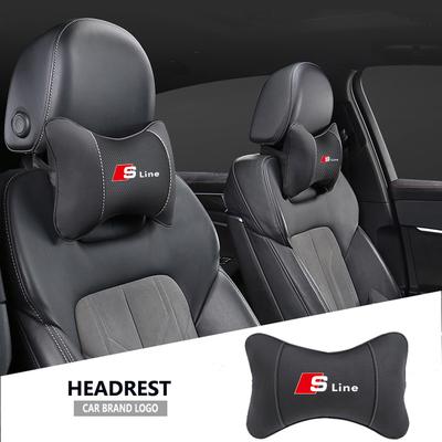 1 Stück Autositz-Kopfstütze Auto-Logo Nackenkissen für Q5 Sline A3 A1 A4 B8 B7 A6 C7 A5 A7 A8 B9 B6 C6 Q2 Q3 Q5 Q7 Q8 TT S3 S4 S7 S8