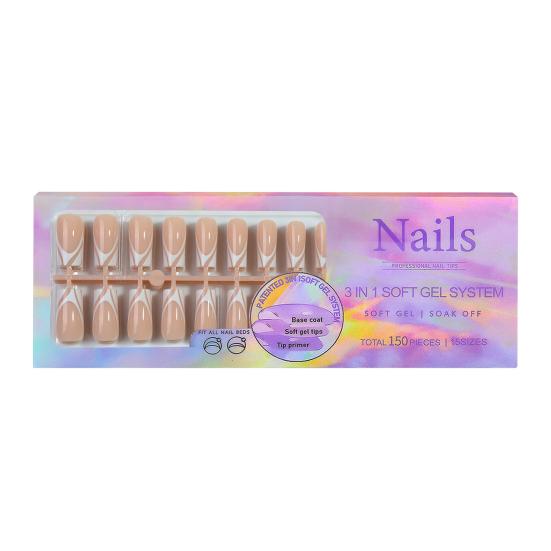150PCS Nail Stickers, French Style Nail Polish Set, Versatile Multi-Sized Full Cover Smooth DIY Manicure, for Women Girls