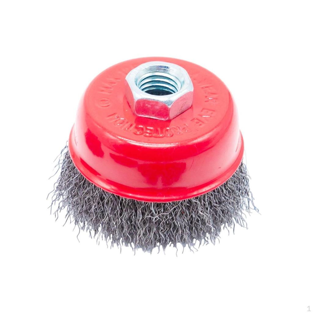 Crimped Wire Brush for Angle Grinding with Threaded Mandrel, Compact, Sturdy, Easy to Install,