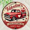 Pc XInch Round Metal Art Sign Red Truck Valentine Theme D Printed Durable PreDrilled High Quality Decorative Sign