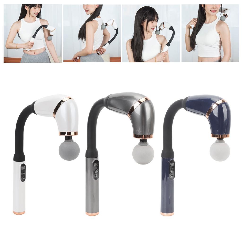Massage Gun with Extension Handle U Shaped Deep Tissue 4 Massage Heads 6 Speed Levels Percussion Mas