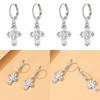 Cross Stylish Silver Earrings With Sparkling Crystals Trendy And Minimalist Design Women For