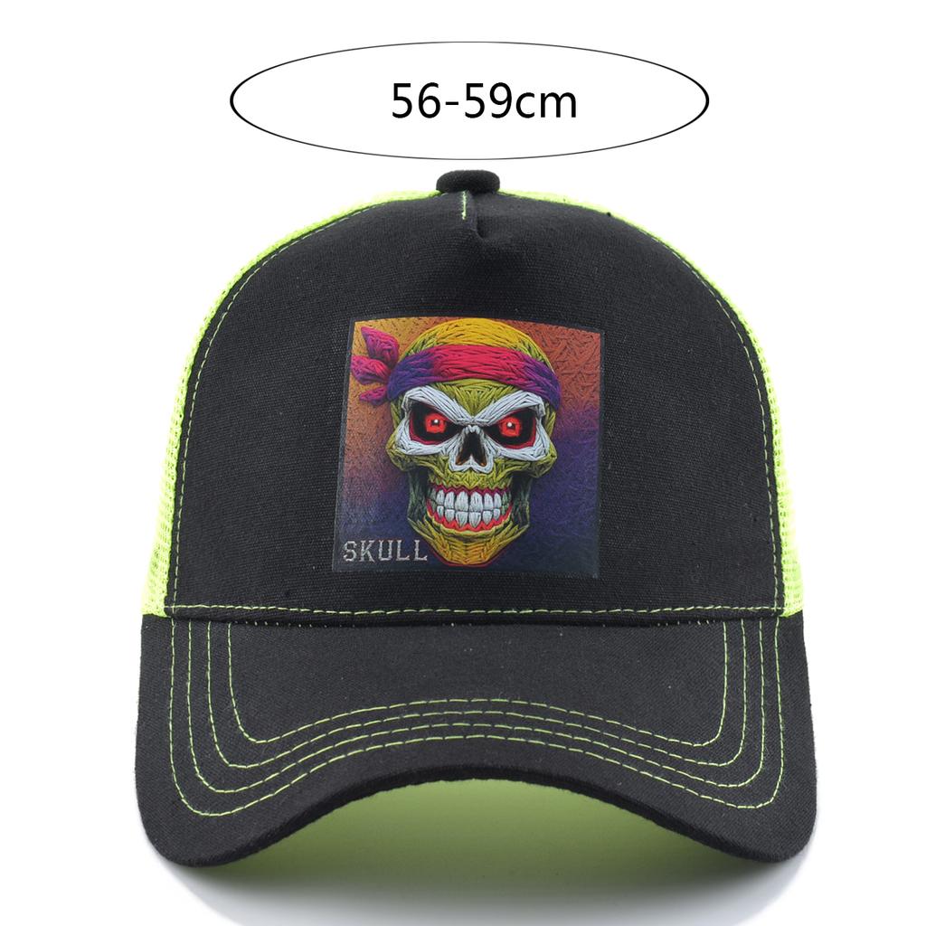 Summer Baseball Cap Outdoor Breathable Mesh Trucker Cap Men Women Printing Skull Snapback Hip Hop Caps Adjustable Visor Cap